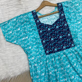 Pure Soft Cotton Vertical Frill Type Feeding Nighty, Free Size, Short Sleeve Sleepwear in Premium Softest Cotton Fabric (Bra Size 34"-40" | 54″-56″ length)